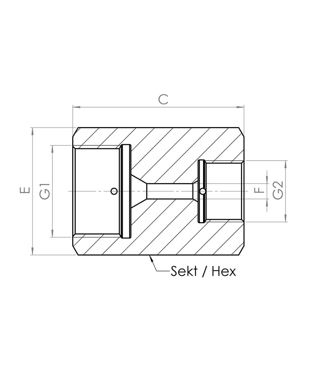 Reducer female-female M30x2---M20x1,5-NW5-2.100-bar